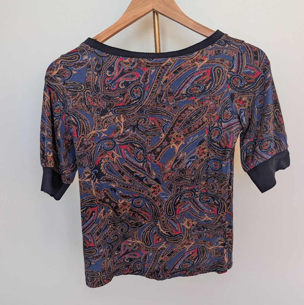 GUC Lauren Ralph Lauren Women's Paisley Top - Navy with Multicolor - Picture 4 of 6